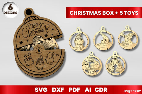 Christmas Gift Box Laser Cut | 5 Christmas Toys | Glowforge SVG SvgOcean 