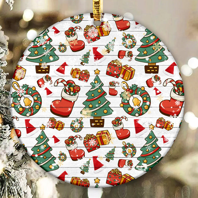 Christmas Gift Box Ornament Png, Round Christmas Ornament, PNG Instant Download, Xmas Ornament Sublimation Designs Downloads Sublimation CaldwellArt 