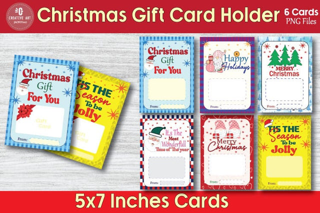 Christmas Gift Card Design - 6 Unique Christmas Gift Cards Sublimation jacpot007 