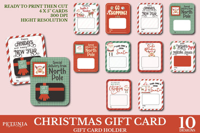 Christmas Gift Card Holder Bundle | Printable Gift Card SVG Petunia Digital Design 