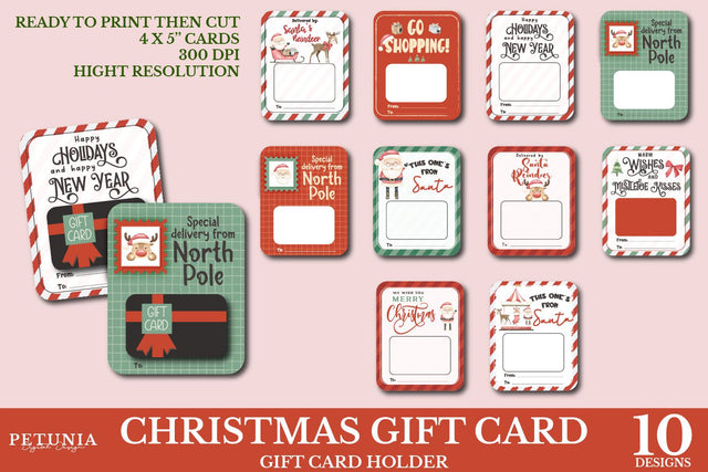 Christmas Gift Card Holder Bundle | Printable Gift Card SVG Petunia Digital Design 