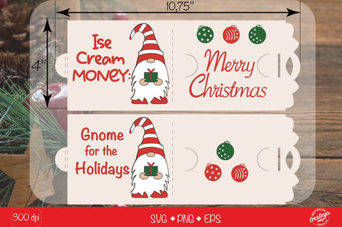 Christmas gift card holder template SVG Bundle, Christmas Gnome money card holder design SVG Createya Design 