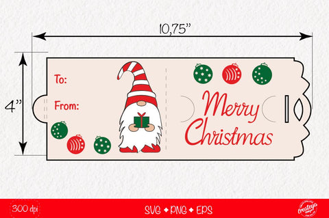 Christmas gift card holder template SVG, Christmas Gnome money card holder design From: To: SVG Createya Design 
