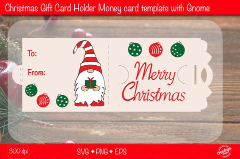 Christmas gift card holder template SVG, Christmas Gnome money card holder design From: To: SVG Createya Design 