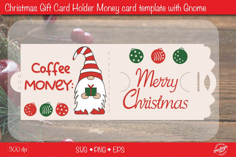 Christmas gift card holder template SVG| Coffee Money with Gnome money card holder design SVG Createya Design 