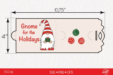 Christmas gift card holder template SVG, Holiday Gnome money card holder design SVG Createya Design 