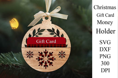 Christmas Gift Card Money Holder SVG. Laser Cut File. Money Holder Ornament Glowforge SVG Samaha Design 