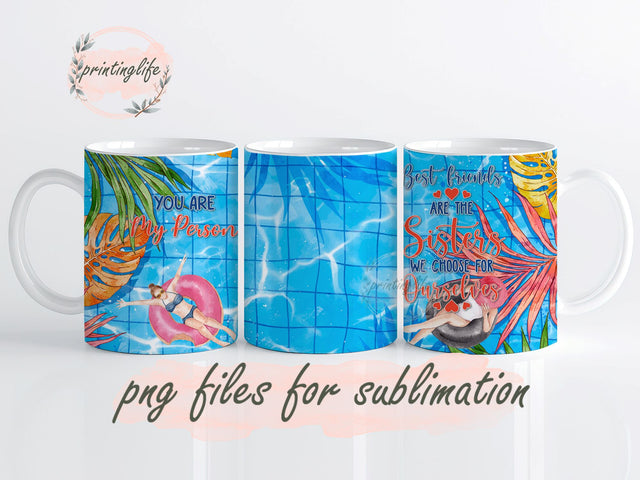Christmas Gift For Best Friends, Birthday Gifts For Best Friends, Sisters Mug, Swimming Girl Mug Wrap Sublimation PrintingLife 