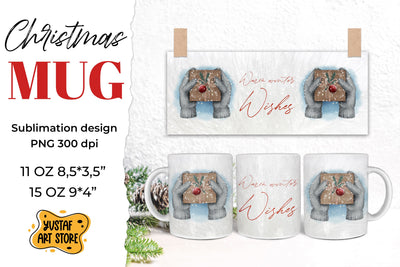 Christmas gift mug sublimation wrap "Warm winter wishes" Sublimation Yustaf Art Store 