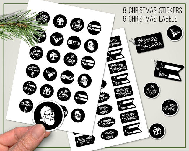 Christmas gift stickers and labels PNG Digital Pattern Boertiek 