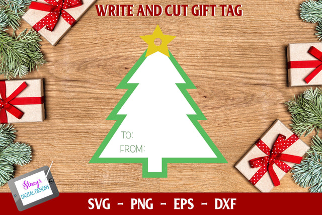 Christmas Gift Tag | Draw and Cut Gift Tag | Christmas Tree SVG Stacy's Digital Designs 