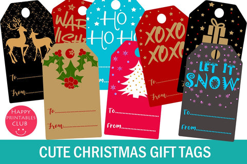 Christmas Gift Tags- Printable Christmas Gift Tags- Gift Tag SVG Happy Printables Club 