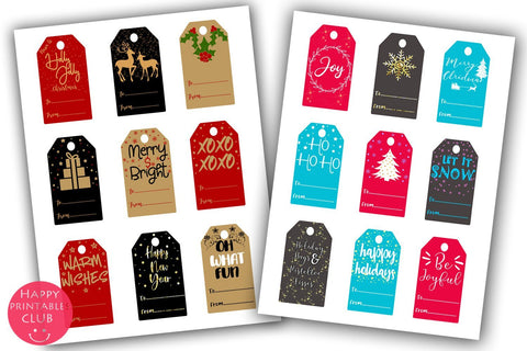 Christmas Gift Tags- Printable Christmas Gift Tags- Gift Tag SVG Happy Printables Club 