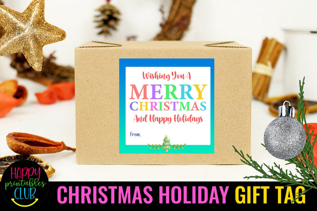 Christmas Gift Tags Printable- Holiday Gift Tags Labels SVG Happy Printables Club 