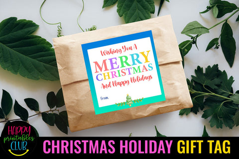 Christmas Gift Tags Printable- Holiday Gift Tags Labels SVG Happy Printables Club 