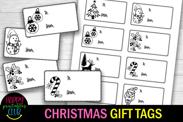 Christmas Gift Tags Printable- Holiday Gift Tags Labels SVG Happy Printables Club 