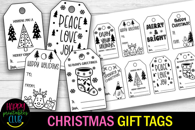 Christmas Gift Tags Printable- Holiday Gift Tags Labels SVG Happy Printables Club 