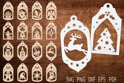 Christmas gift tags svg bundle, lasercut christmas tag SVG Digital Rainbow Shop 