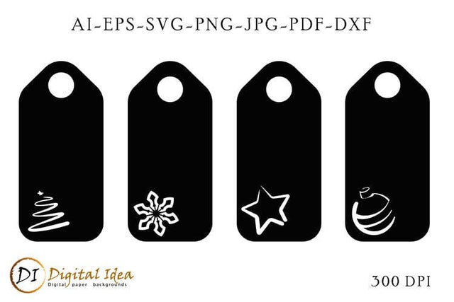 Christmas Gift Tags SVG. Christmas Silhouette Design SVG Evgenyia Guschina 