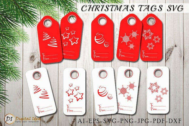 Christmas Gift Tags SVG. Christmas Silhouette Design SVG Evgenyia Guschina 