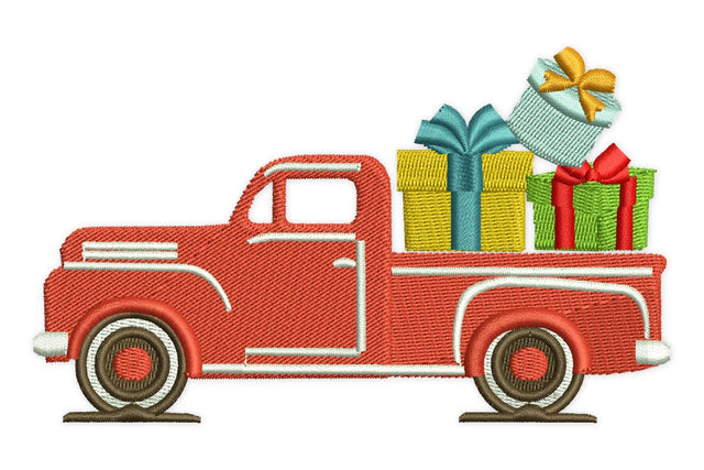 Christmas Gifts Truck Machine Embroidery Design. Winter Holiday Pickup. Merry Christmas Embroidery/Applique DESIGNS NextEmbroidery 