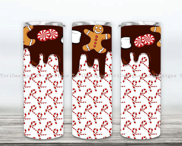 Christmas Gingerbread Family Sublimation Design, 20oz Skinny Tumbler Digital Download, Tumbler wrap png Sublimation ToriDesigns 