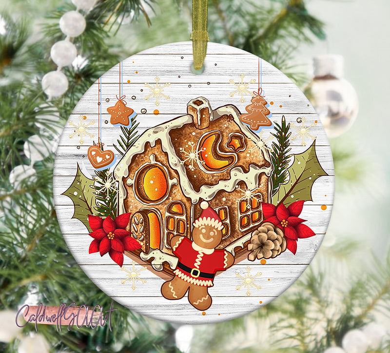 Christmas Gingerbread House Ornament Png, Round Christmas Ornament, PNG Instant Download, Xmas Ornament Sublimation Designs Downloads Sublimation CaldwellArt 