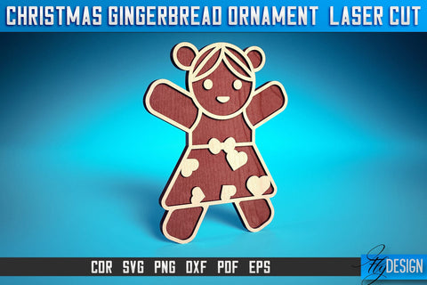 Christmas Gingerbread Laser Cut SVG | Christmas Laser Cut SVG Design | CNC Files SVG Fly Design 