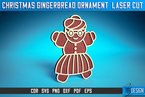 Christmas Gingerbread Laser Cut SVG | Christmas Laser Cut SVG Design | CNC Files SVG Fly Design 