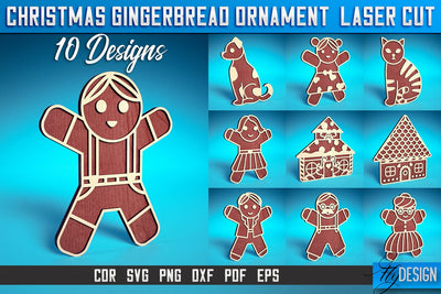 Christmas Gingerbread Laser Cut SVG | Christmas Laser Cut SVG Design | CNC Files SVG Fly Design 