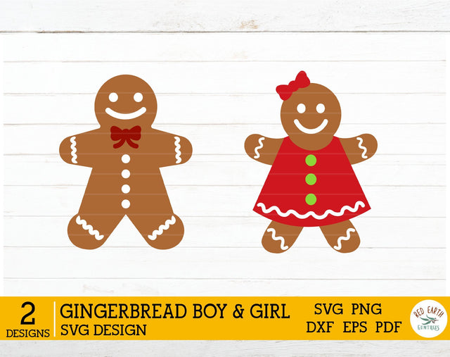Christmas Gingerbread man, Gingerbread woman in SVG, DXF,PNG SVG Redearth and gumtrees 