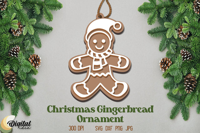 Christmas Gingerbread Ornament Laser Cut. Gingerbread Laser Cut SVG Evgenyia Guschina 