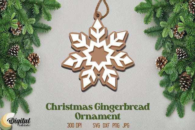 Christmas Gingerbread Ornament Laser Cut. Gingerbread Laser Cut SVG Evgenyia Guschina 