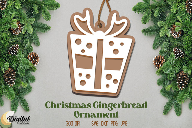 Christmas Gingerbread Ornament Laser Cut. Gingerbread Laser Cut SVG Evgenyia Guschina 