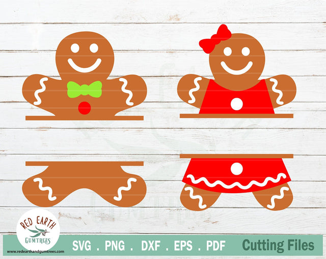 Christmas Gingerbread split monogram frames SVG,ginger bread SVG Redearth and gumtrees 