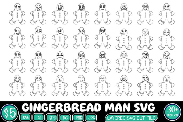Christmas Gingerbread Svg, Christmas Svg, Gingerbread Man Svg, Gingerbread Man, Christmas Clip Art, Cut Files, Cricut, Silhouette File SVG BB Type Studios 