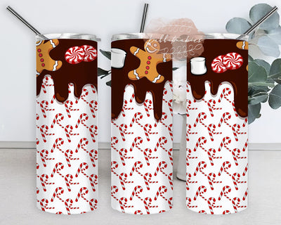 Christmas Gingerbread Tumbler Design, Christmas Candy Tumbler Wrap, Christmas 20oz Skinny Tumbler, Candy Cane Sublimation Design, Instant Download Sublimation Rabbitmakies 