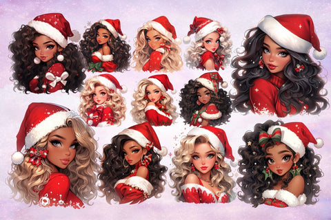 Christmas Girl Clipart Bundle, Fashion Girl PNG Sublimation SVG OrangeBrushStudio 