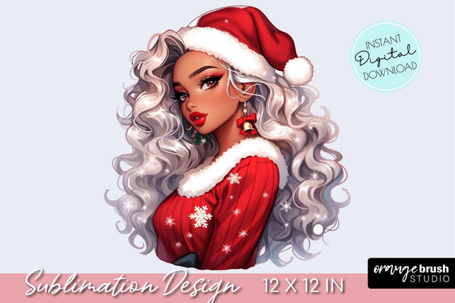 Christmas Girl PNG Sublimation Design, Fashion Clipart Sublimation OrangeBrushStudio 