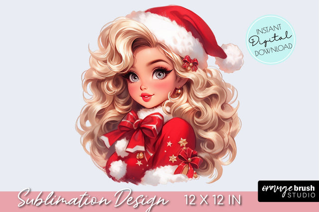 Christmas Girl PNG Sublimation Design, Fashion Clipart Sublimation OrangeBrushStudio 
