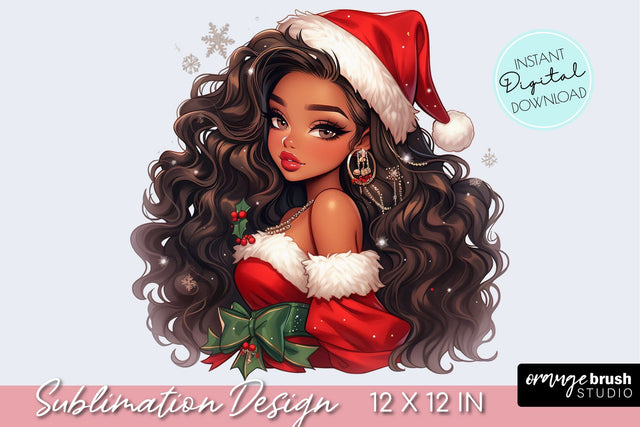 Christmas Girl PNG Sublimation Design, Fashion Clipart Sublimation OrangeBrushStudio 
