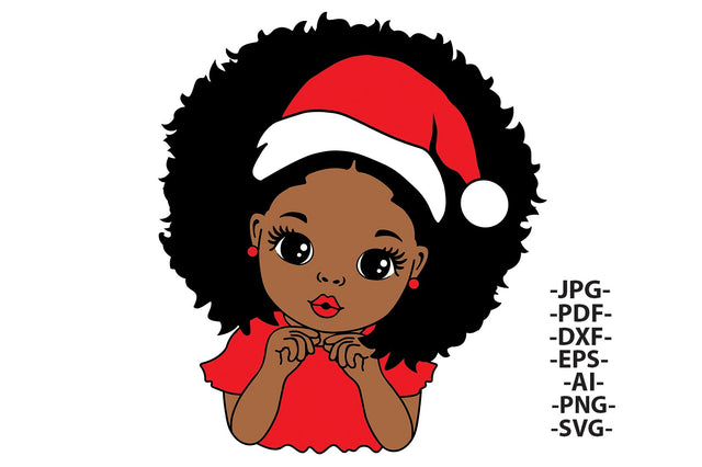 Christmas Girl Svg, Afro Girl Svg, Black Girl Svg, Cute Little Girl Svg, Christmas Tshirt, Christmas Clipart, Svg Cut files SVG 1uniqueminute 