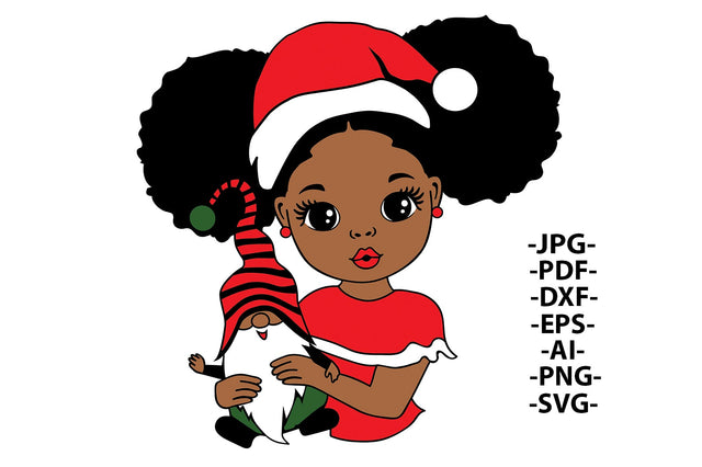 Christmas Girl Svg, Afro Girl Svg, Girl Hold Gnomie, Christmas Gnomes Svg, Gnomie Svg, Litle Cute Girl Svg, Peekaboo Girl Svg, Svg Cut Files SVG 1uniqueminute 
