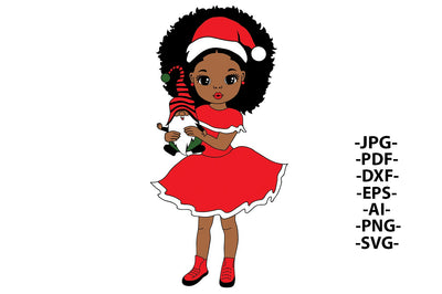 Christmas Girl Svg, Afro Girl Svg, Girl Hold Gnomie, Christmas Gnomes Svg, Gnomie Svg, Litle Cute Girl Svg, Peekaboo Girl Svg, Svg Cut Files SVG 1uniqueminute 