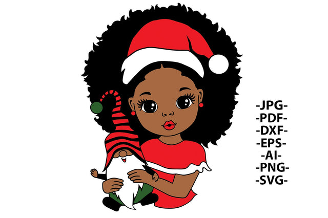 Christmas Girl Svg, Afro Girl Svg, Girl Hold Gnomie, Christmas Gnomes Svg, Gnomie Svg, Litle Cute Girl Svg, Peekaboo Girl Svg, Svg Cut Files SVG 1uniqueminute 