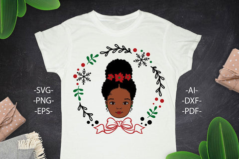 Christmas girl Svg, Afro Girl Svg, Peekaboo Girl Svg, New Year 2022 Svg, Girl head, Wreath Svg, Christmas Shirt Svg, Svg Cut files SVG 1uniqueminute 