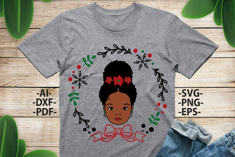 Christmas girl Svg, Afro Girl Svg, Peekaboo Girl Svg, New Year 2022 Svg, Girl head, Wreath Svg, Christmas Shirt Svg, Svg Cut files SVG 1uniqueminute 