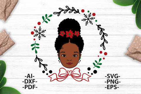 Christmas girl Svg, Afro Girl Svg, Peekaboo Girl Svg, New Year 2022 Svg, Girl head, Wreath Svg, Christmas Shirt Svg, Svg Cut files SVG 1uniqueminute 