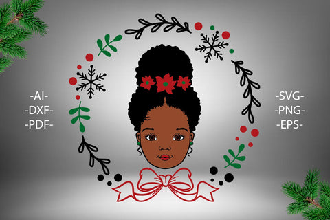 Christmas girl Svg, Afro Girl Svg, Peekaboo Girl Svg, New Year 2022 Svg, Girl head, Wreath Svg, Christmas Shirt Svg, Svg Cut files SVG 1uniqueminute 