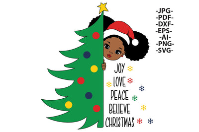 Christmas Girl Svg, Believe Christmas, Christmas Tree Svg, Peekaboo Christmas, Red Hat, Cute Little Girl Svg, Peekaboo Girl Svg, Svg Files SVG 1uniqueminute 